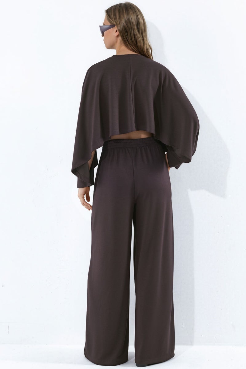 HICCUP Modal Touch Oversized Bolero Top & Palazzo Pants Knit Set - Image 4