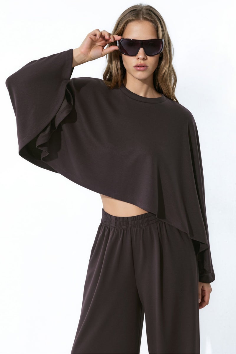 HICCUP Modal Touch Oversized Bolero Top & Palazzo Pants Knit Set - Image 2