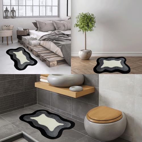 LOTUSTAR Room Decor Y2K Cool Rugs Aesthetic Cloud Carpet Area Rug Modern for Bedroom Living Room 1320Black - Image 3