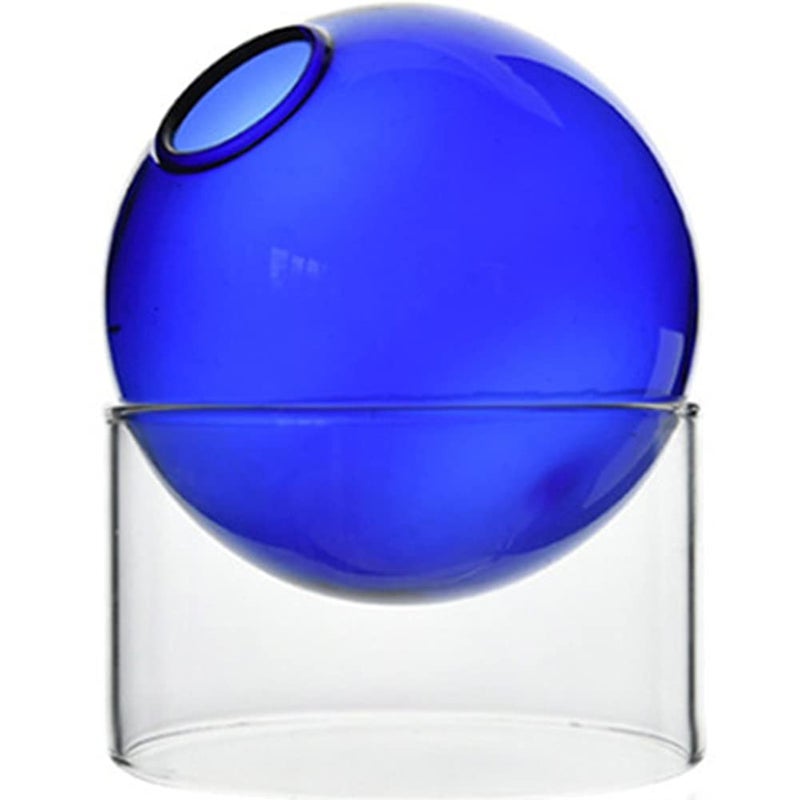 Kelendle Creative Flower Container Round Glass Vase Clear Glass Vase Centerpieces for Hydroponic Plants Cute Floral Vase for Home Decor Blue S