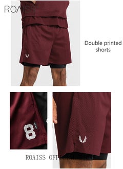 roaiss Men Functional Sports Fitness Pants Double Layer Skin Friendly Fabric Breathable Wear Resistant Quick Drying Material Training Pants Lined with Pockets  - Image 5