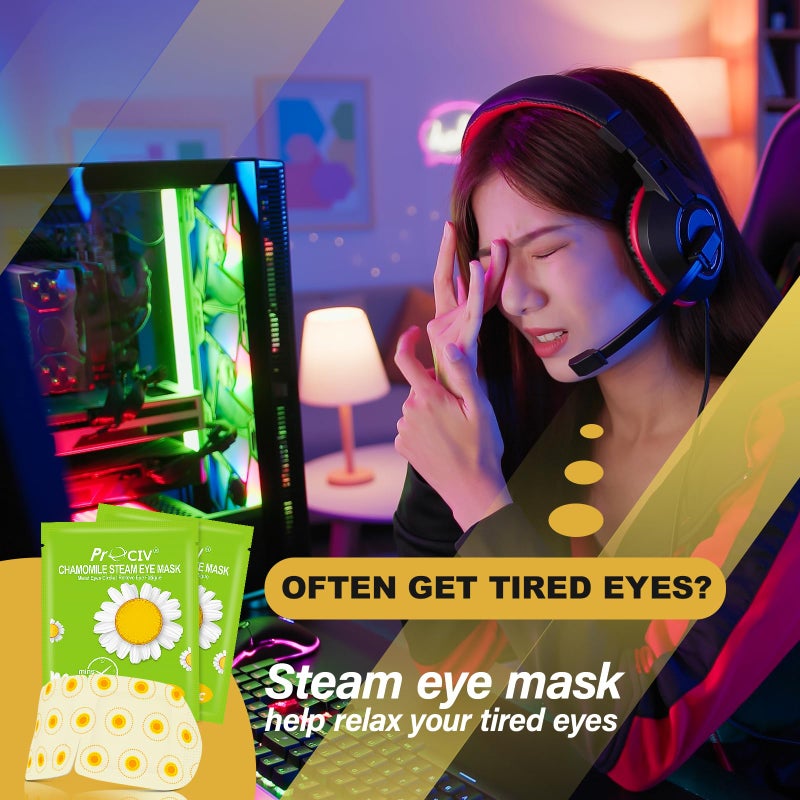 ProCIV 16 Packs Steam Eye Masks for Dry Eyes Heating Eye Mask Warm Compress for Eyes Relief Stress, Eye Fatigue Travel Essential Self Heating Moist Sleep Mask SPA Accessories - Image 2