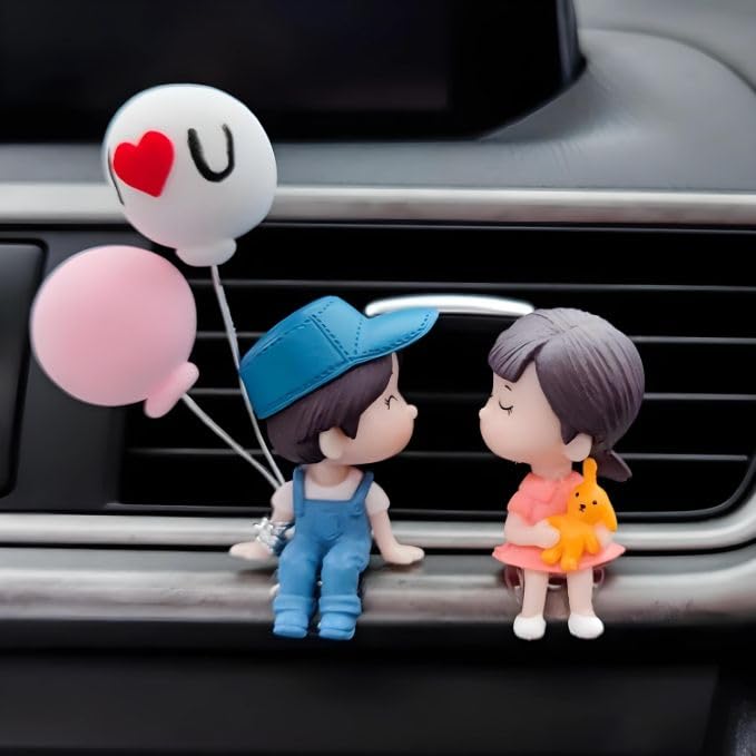 VAYINATO® Resin Cartoon Couple Toy with Ballon, Car Interior Couple Figure Cute Couple Mini Figure Statue, Auto Interior Dashboard Accessories for Home Office Birthday Valentine's Day Gifts - Image 1