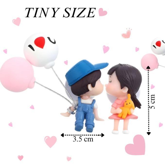 VAYINATO® Resin Cartoon Couple Toy with Ballon, Car Interior Couple Figure Cute Couple Mini Figure Statue, Auto Interior Dashboard Accessories for Home Office Birthday Valentine's Day Gifts - Image 2