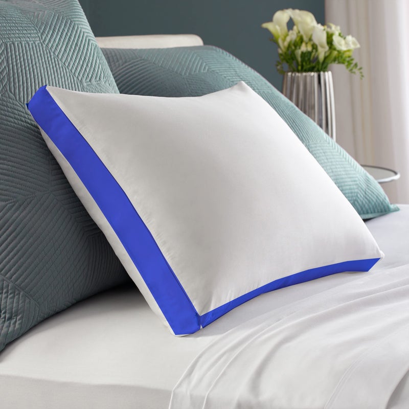 CRAZY WORLD Microfiber Bed Pillow for Sleeping - Down Alternative Ultrasoft Cotton Washable Pillow with Satin Gusset- Pack of 1 (Navy Blue) - Image 1