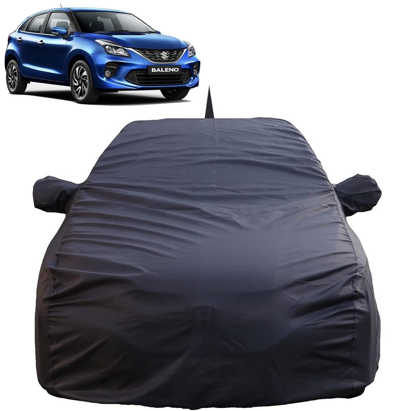 Autofact Baleno Waterproof Car Cover with Mirror & Antenna Pockets, Grey Color, 4x4 American Matty,Triple Stitched, Compatible with Maruti Baleno Car Cover (2015 to 2024), Baleno Car Accessories - Image 1