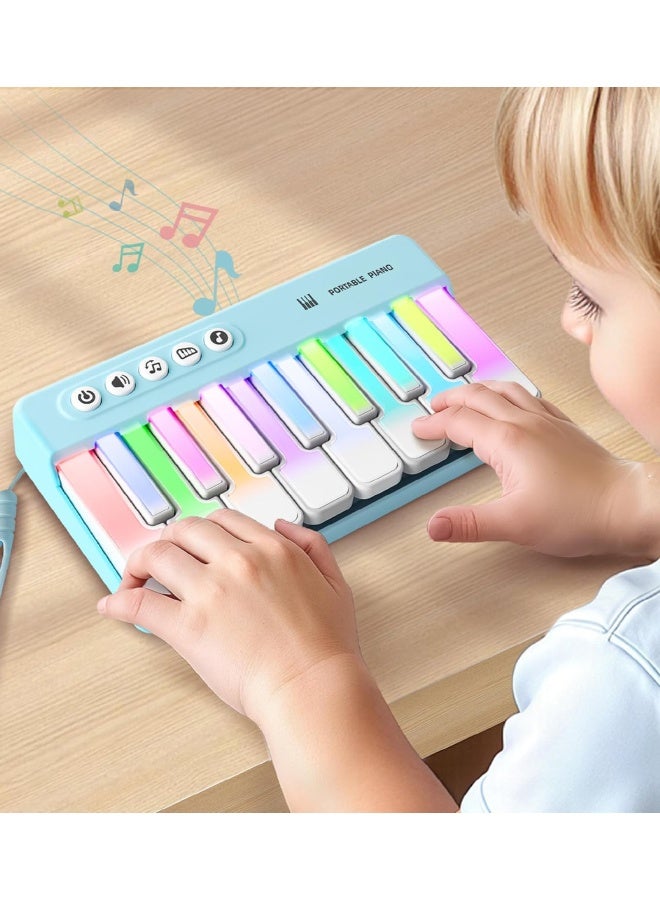 Kids Mini Piano Toy with Lighting Effects, Portable Travel Piano Keyboard Toddlers Musical Instrument Learning Toys, Music Interactive Birthday Gift for 3+ Year Old Children - Image 1