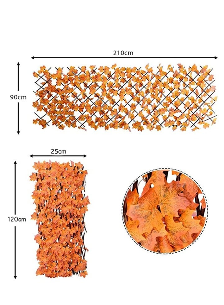 Generic FFD Expandable Artificial Faux Ivy Fence,Orange Maple Leaf Fence Garden Fence,Artificial Privacy Screen Decor for Outdoor ,Balcony and Patio  - Image 2