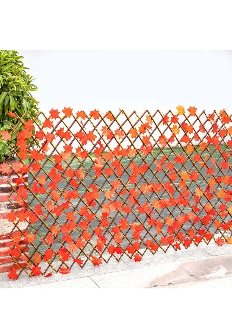 Generic FFD Expandable Artificial Faux Ivy Fence,Orange Maple Leaf Fence Garden Fence,Artificial Privacy Screen Decor for Outdoor ,Balcony and Patio  - Image 1