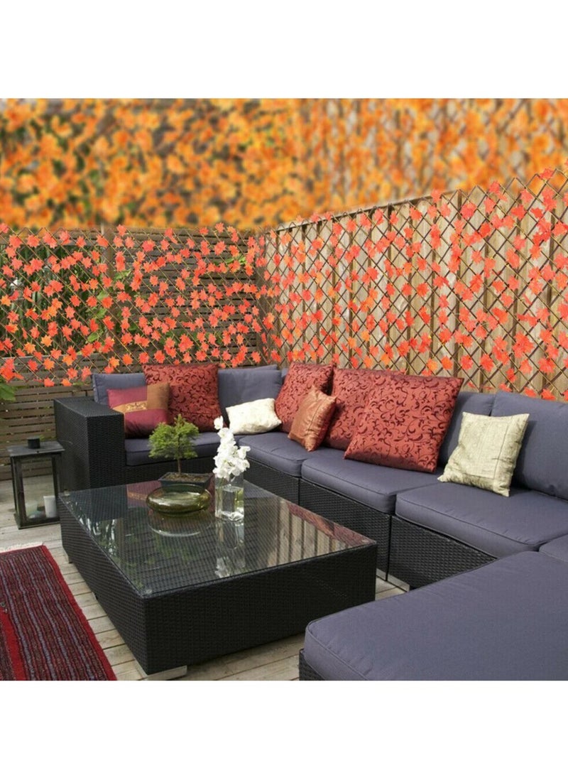 Generic FFD Expandable Artificial Faux Ivy Fence,Orange Maple Leaf Fence Garden Fence,Artificial Privacy Screen Decor for Outdoor ,Balcony and Patio  - Image 4