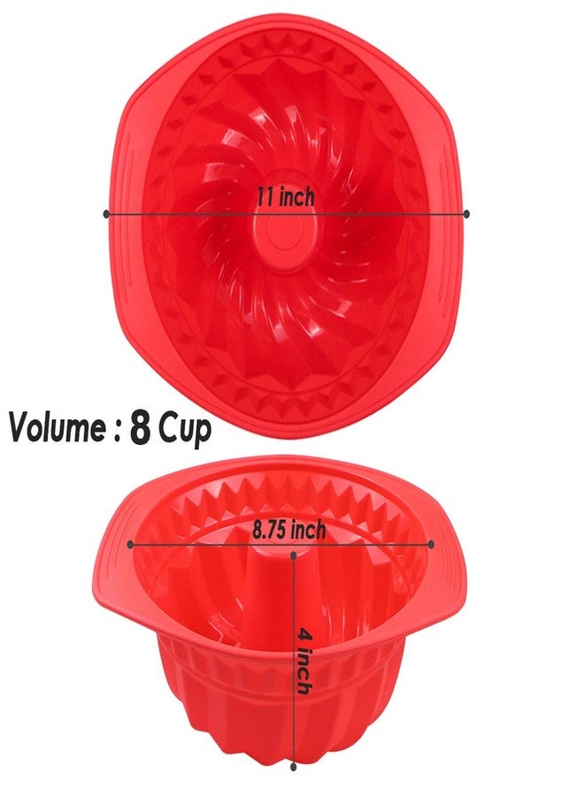 Webake Silicone Fluted Tube Pan Non-stick Kugelhopf Cake 9 inch Silicone Mold Baking Pan for Oven - Red - Image 4