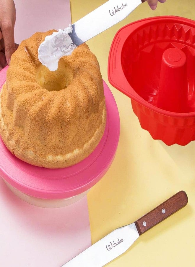 Webake Silicone Fluted Tube Pan Non-stick Kugelhopf Cake 9 inch Silicone Mold Baking Pan for Oven - Red - Image 2