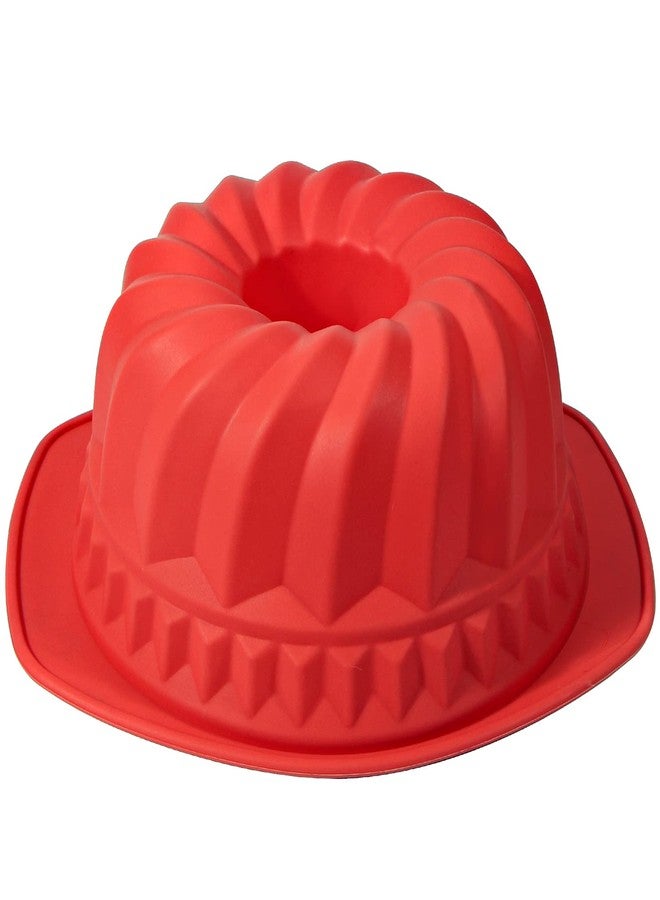 Webake Silicone Fluted Tube Pan Non-stick Kugelhopf Cake 9 inch Silicone Mold Baking Pan for Oven - Red - Image 1