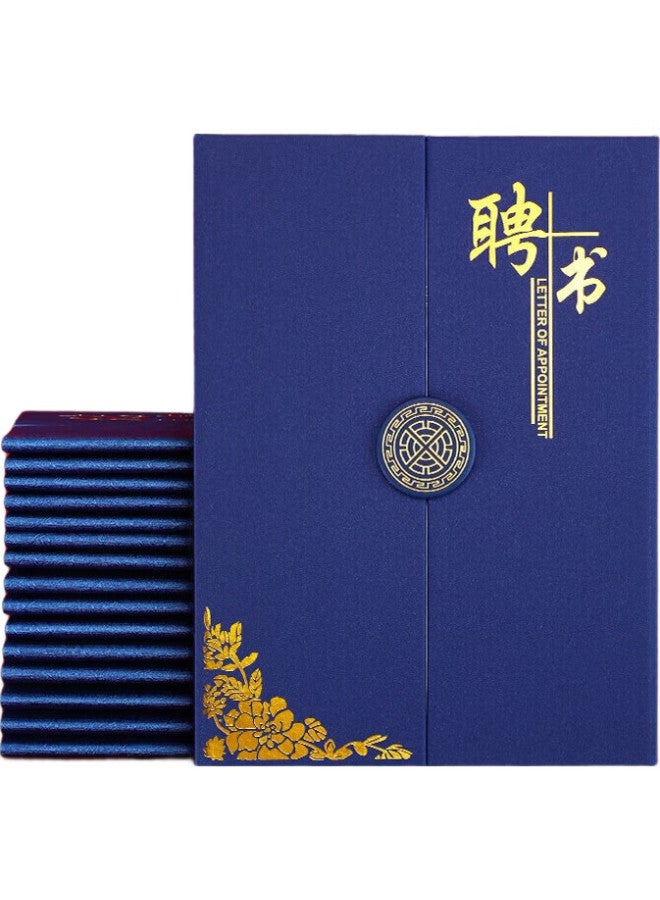 Longe [Lowest Price Online] Langjie [5-Pack] A4 High-Quality Honor Appointment Book Cover, Tri-Fold Vertical Appointment Letter Certificate, Blue - Image 2