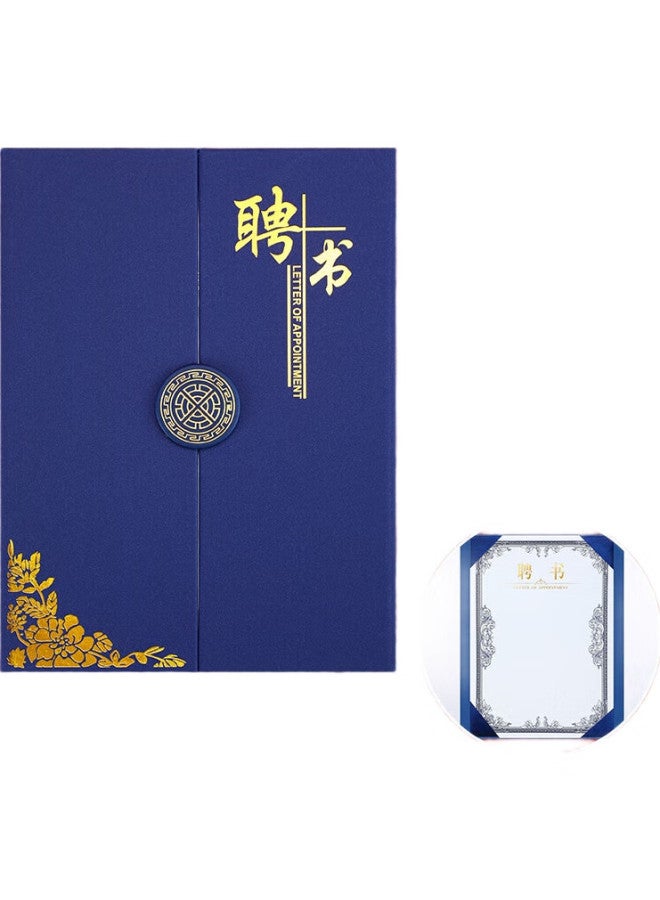 Longe [Lowest Price Online] Langjie [5-Pack] A4 High-Quality Honor Appointment Book Cover, Tri-Fold Vertical Appointment Letter Certificate, Blue - Image 1