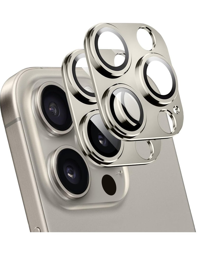 ELTRAZONE 2 Pack Camera Lens Protector for Camera Lens Protector for iPhone 15 ProiPhone 15 Pro Max, Alloy Metal Camera Cover with Tempered,Does Not Affect Night Shots, HD Clear - Image 1