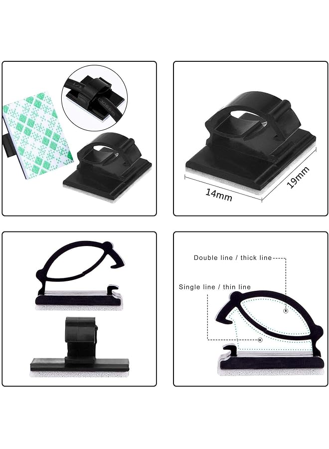 erorex 50Pcs Wire Cable Clips Adhesive Wire Clips Management Wire Cable Holder Clamps Cable Tie Holder For Car Office And Home Upgraded Black - Image 4