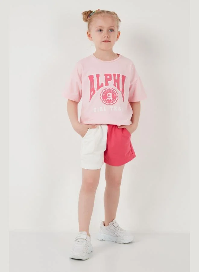 ليلا طقم قطن ليلا بطبعة وياقة دائرية للبنات