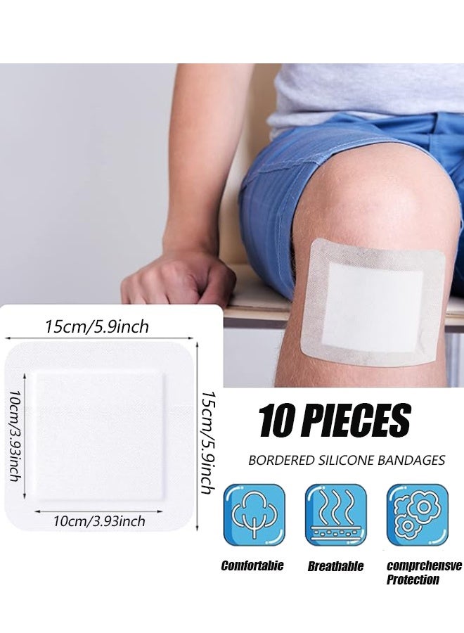 10 ضمادات شاش، 5.9 بوصة × 5.9 بوصة، ضمادة جروح لاصقة معقمة، قابلة للتنفس ومضادة للحساسية، مناسبة للعناية بالجروح والإسعافات الأولية. - Image 2