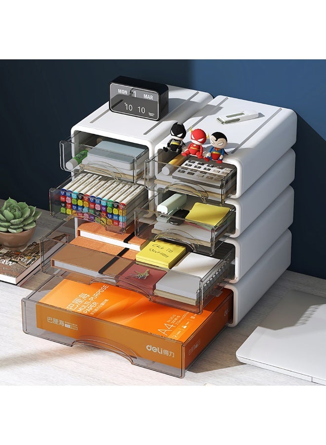 Beauenty Stackable Drawer Organizer, 2 Pack Plastic Drawer Storage Box for Stationary, Makeup, Skincare Organiser Desk Organizer for Home, Bathroom, Office (White, S) - Image 3