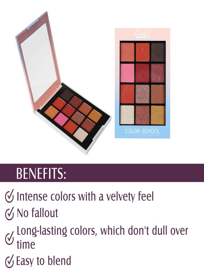 Glam 21 Glam21 Color School Eyeshadow Palette | 12 Highly Pigmented Shades | Smudge proof | Seamless Blending| Long-Staying | 10 gm - Shade-01 - Image 4