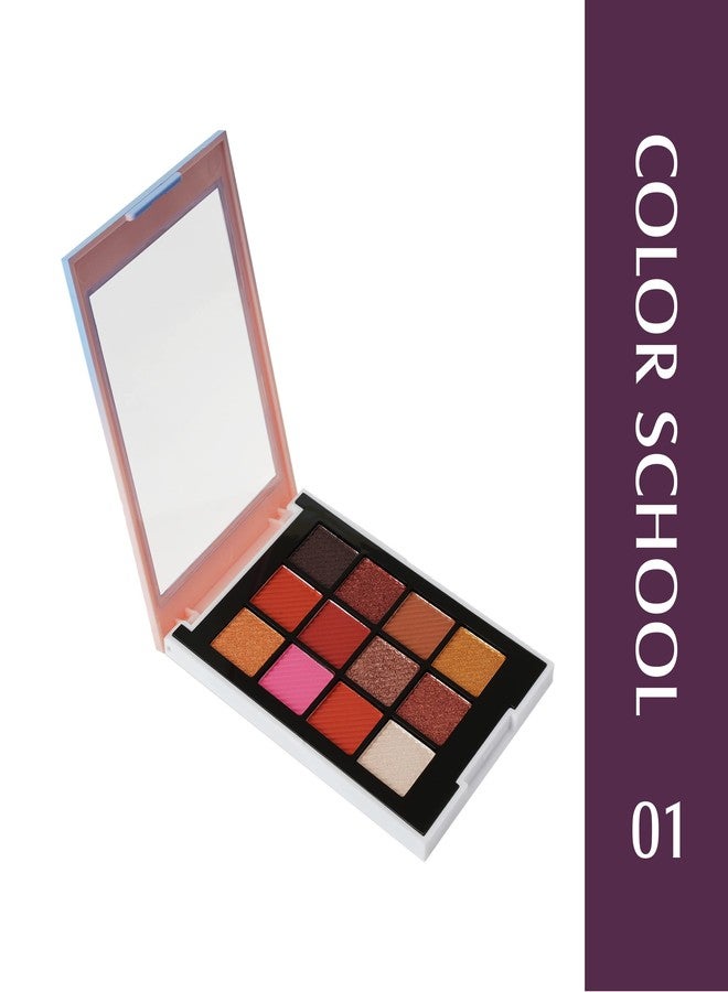 Glam 21 Glam21 Color School Eyeshadow Palette | 12 Highly Pigmented Shades | Smudge proof | Seamless Blending| Long-Staying | 10 gm - Shade-01 - Image 3
