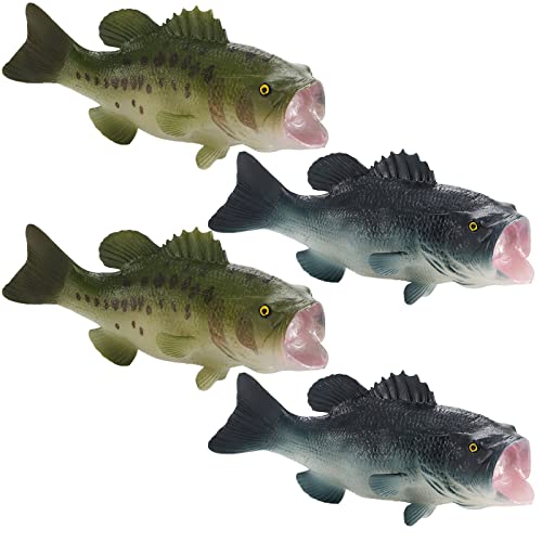 ZENFUN 4 Pack Small Bass Figurine 6 Inch Fake Fish Cake Topper Plastic Simulated Realistic Bass Model Artificial Fish Lifelike for Food Display Home MarketBlueGreen - Image 1