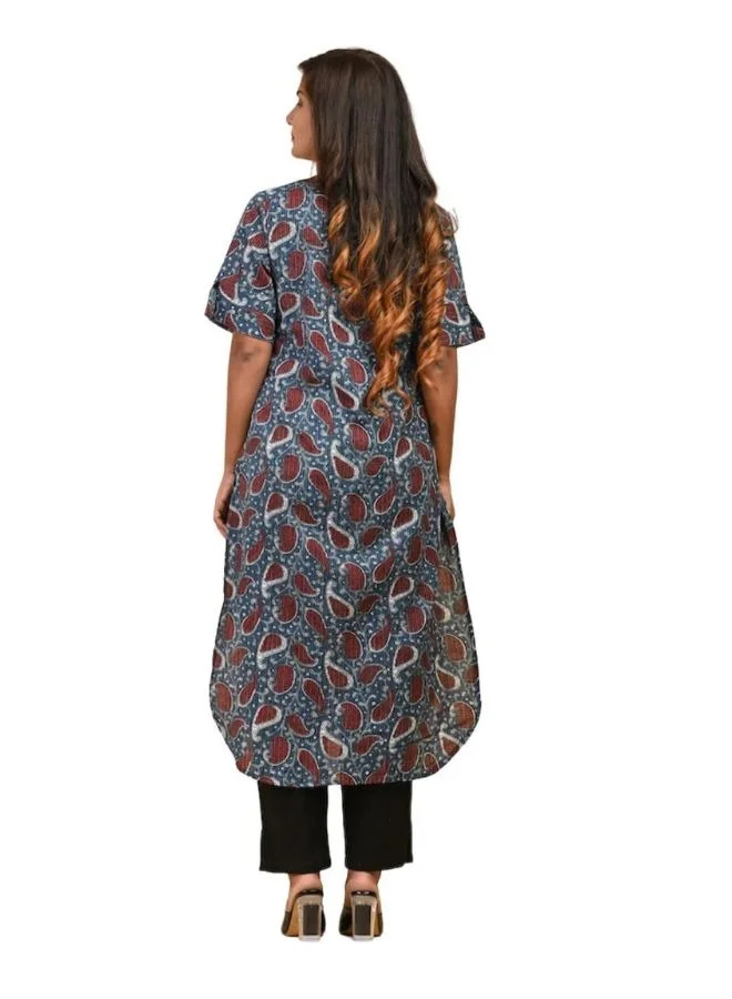 ZERESOUQ Indigo Paisley Print Kurta