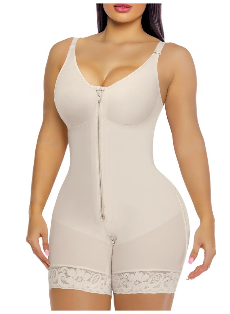 Nicor Women's Front Clasps Full Corset Tummy Control Butt Lifter Body Shaper with Zipper Crotch - Image 1