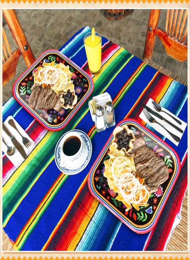 FillTouch أطباق ورقية مكسيكية ملونة 60 قطعة بحجم 9 إنش مربعة من فييستا للأكل القابل للتصرف لتزيين عيد الاستقلال المكسيكي لاحتفالات يوم الموتى وحفلات تاكو الثلاثاء (زهرة الماندالا) - Image 4