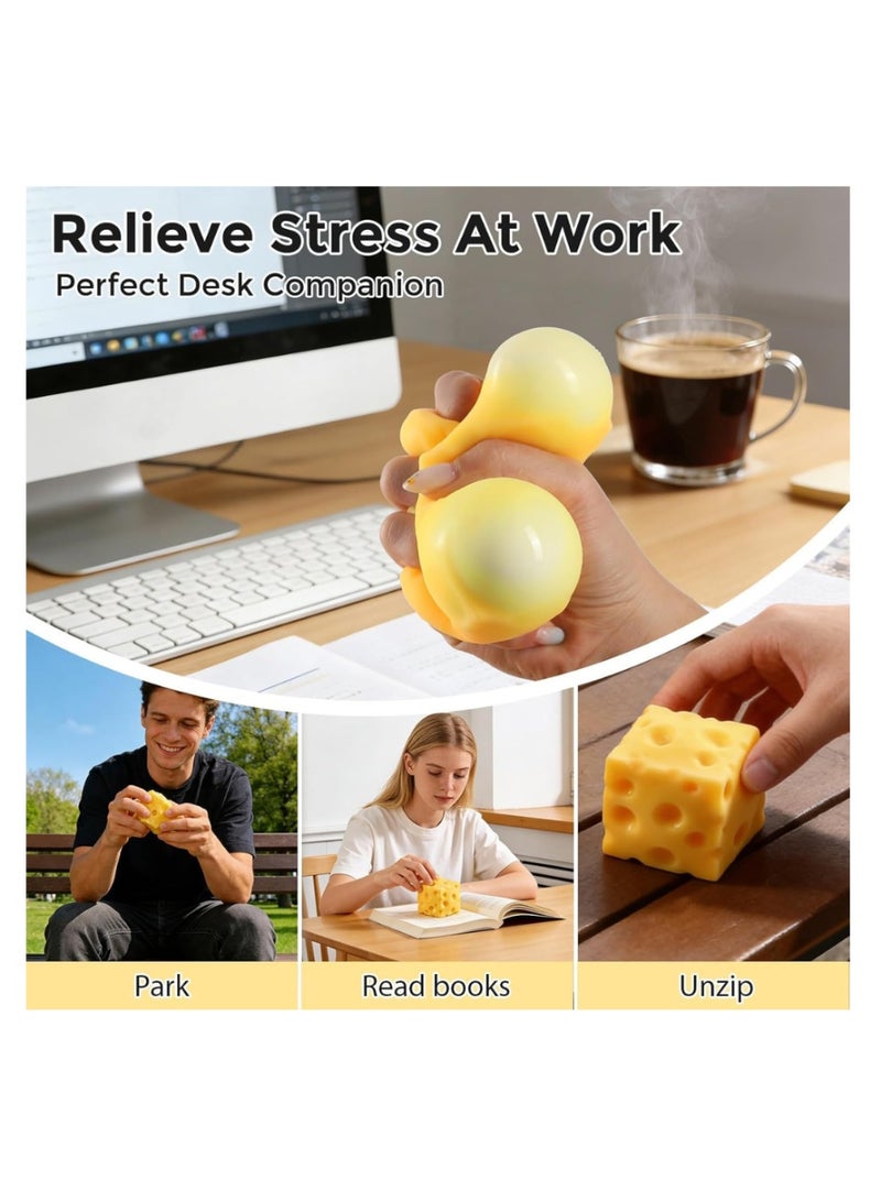 Cheese Squishy Toy Slow Rising Stress Relief Squeeze Toy Soft PU Foam Sensory Fidget Toy for Kids and Adults - Image 3
