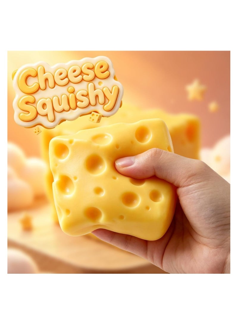 Cheese Squishy Toy Slow Rising Stress Relief Squeeze Toy Soft PU Foam Sensory Fidget Toy for Kids and Adults - Image 2