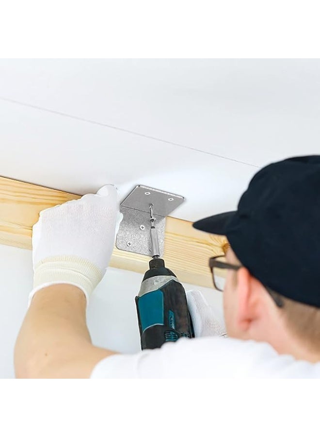 Poaker Galvanized L-Shaped Corner Bracket with Screws for Solid Shelf Support, Timber Joining, Fixing & Repair - Ideal for Furniture Reinforcement and Home DIY Projects (50X50X50MM, 4 PCS) - Image 4