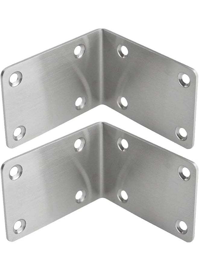 Poaker Galvanized L-Shaped Corner Bracket with Screws for Solid Shelf Support, Timber Joining, Fixing & Repair - Ideal for Furniture Reinforcement and Home DIY Projects (50X50X50MM, 4 PCS) - Image 3