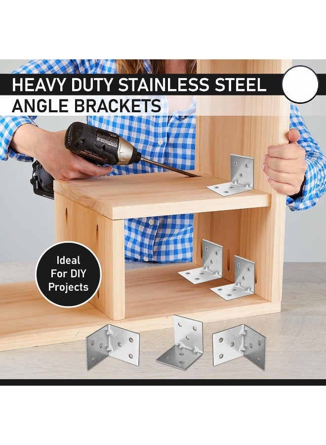 Poaker Galvanized L-Shaped Corner Bracket with Screws for Solid Shelf Support, Timber Joining, Fixing & Repair - Ideal for Furniture Reinforcement and Home DIY Projects (50X50X50MM, 4 PCS) - Image 5