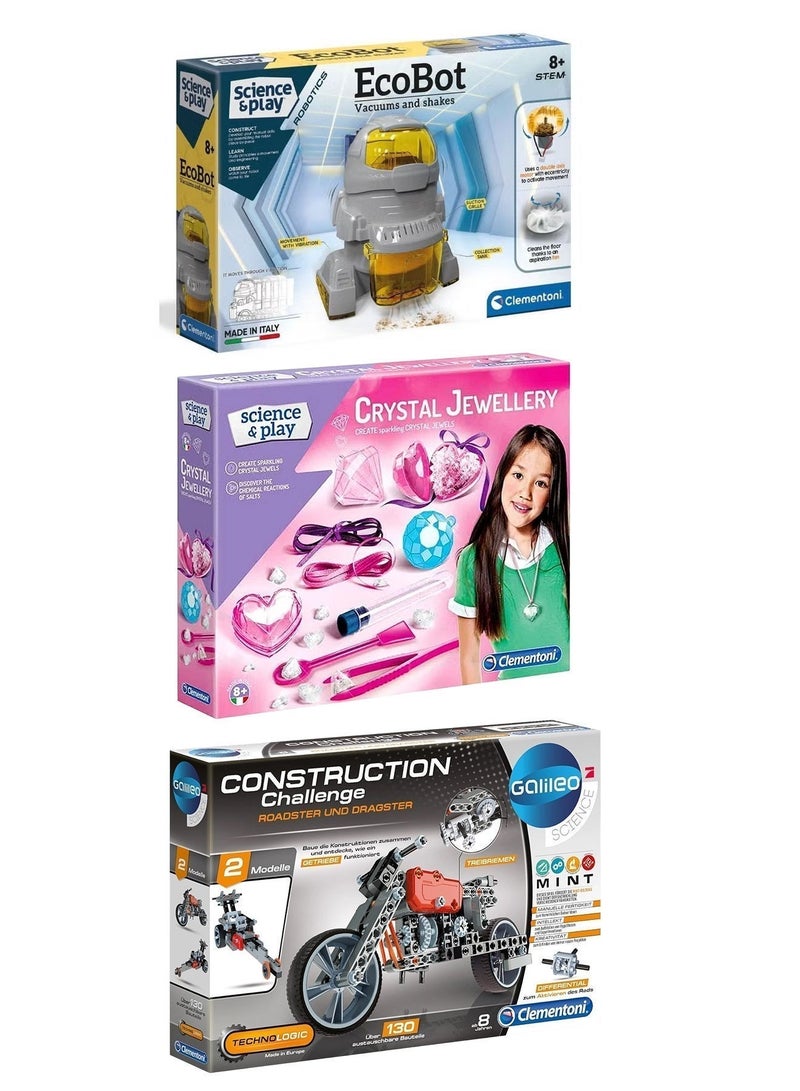 Clementoni Kids Creative & Educational Play Set – Smart Robot, Jewelry Kit, Roadster & Dragster Bikes - Image 3