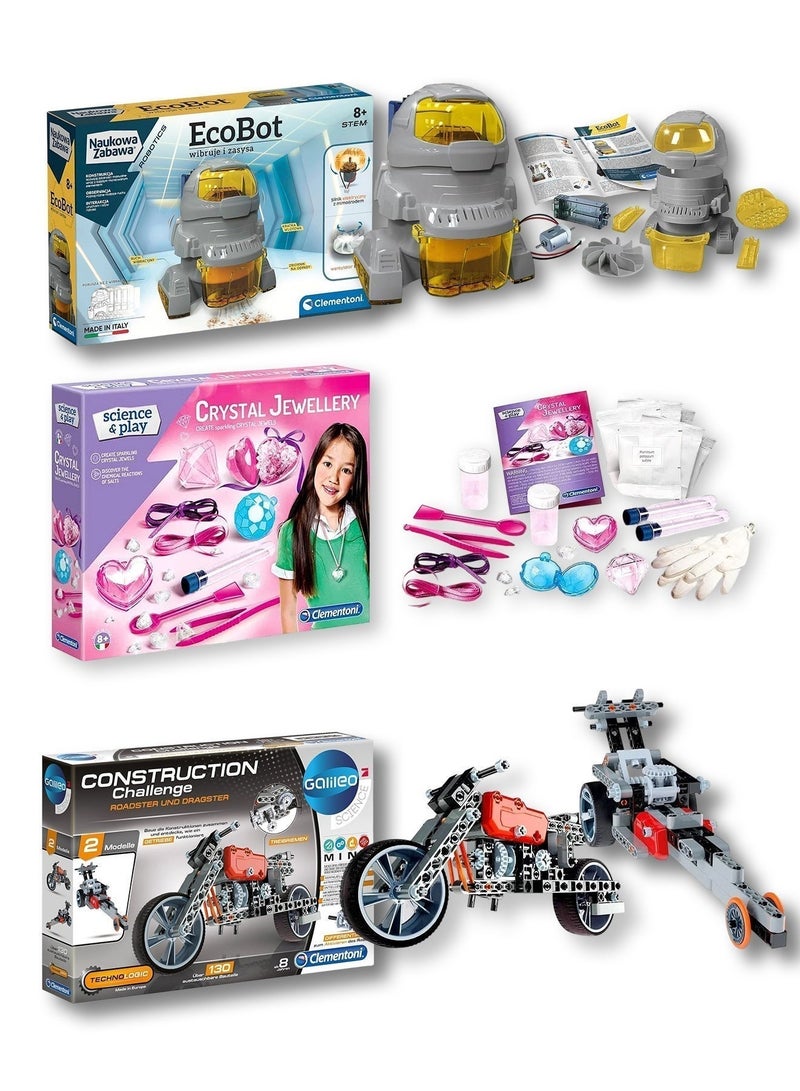 Clementoni Kids Creative & Educational Play Set – Smart Robot, Jewelry Kit, Roadster & Dragster Bikes - Image 2