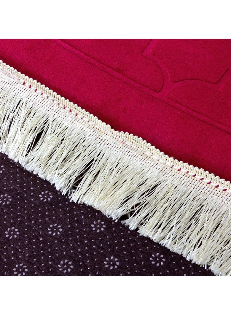 MOVE ON Velvet Premium prayer mat with bids Maroon color - Image 4