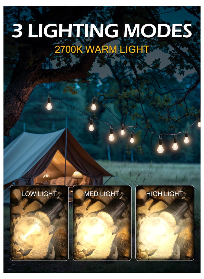 SYOSI مصباح تخييم قابل لإعادة الشحن، 4 عبوات من مصابيح الخيمة المعلقة مع خطاف، 3 أوضاع إضاءة لمصباح الخيمة، أساسيات التخييم، كابل USB متضمن للتخييم، المشي لمسافات طويلة، الرحلات، انقطاع الطوارئ - Image 2