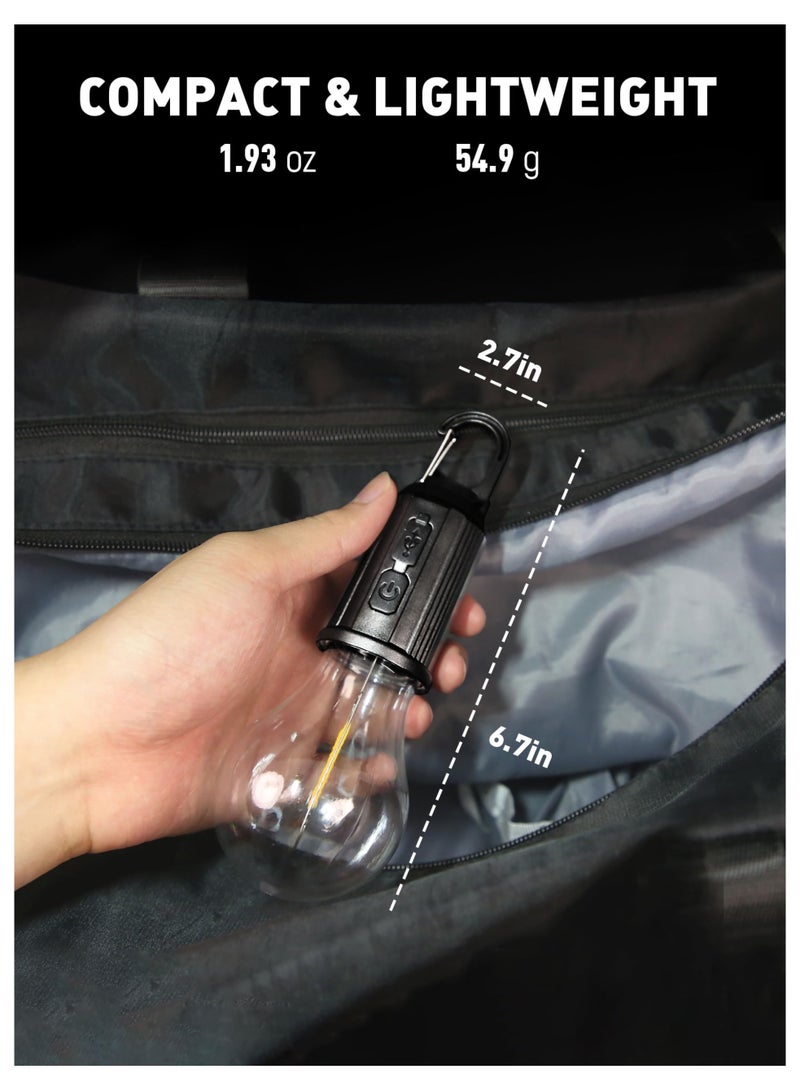 SYOSI مصباح تخييم قابل لإعادة الشحن، 4 عبوات من مصابيح الخيمة المعلقة مع خطاف، 3 أوضاع إضاءة لمصباح الخيمة، أساسيات التخييم، كابل USB متضمن للتخييم، المشي لمسافات طويلة، الرحلات، انقطاع الطوارئ - Image 5