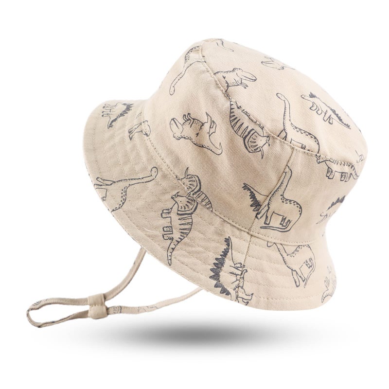 JANGANNSA Dinosaur Baby Boys Sun Hat Cotton Toddler Girls Bucket Hats Summer Sun Protect Cap for Kids Khaki 36 Months