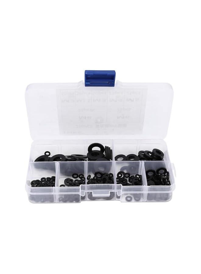 Generic 500 Pcs Premium Nylon Flat Washer Assortment Set | Color Black | Durable Black Plastic Washers for Screws and Bolts | Metric Spacer Gasket Kit in 8 M2 M2.5 M3 M4 M5 M6 M8 M10 - Image 4