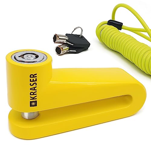 KRASER KR710Y Motorcycle Disc Lock, ø10mm Pin, Highly Deterrent, Anti-Drill, Compact Security Easy to Transport, Universal Anti Theft Wheel Brake Lock for Motorbike Scooter Electric Bike Bicycle - Image 1