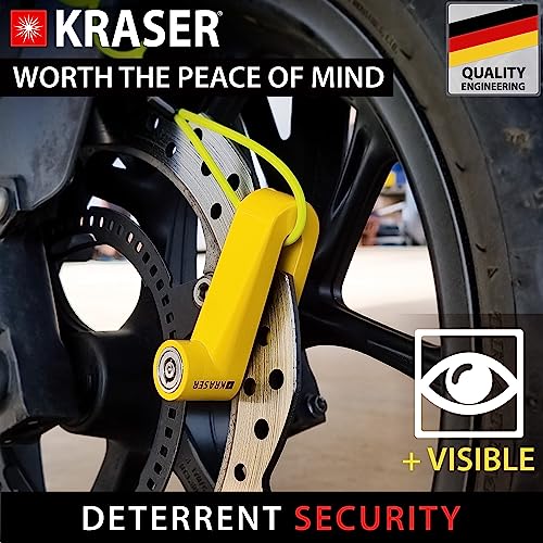 KRASER KR710Y Motorcycle Disc Lock, ø10mm Pin, Highly Deterrent, Anti-Drill, Compact Security Easy to Transport, Universal Anti Theft Wheel Brake Lock for Motorbike Scooter Electric Bike Bicycle - Image 2