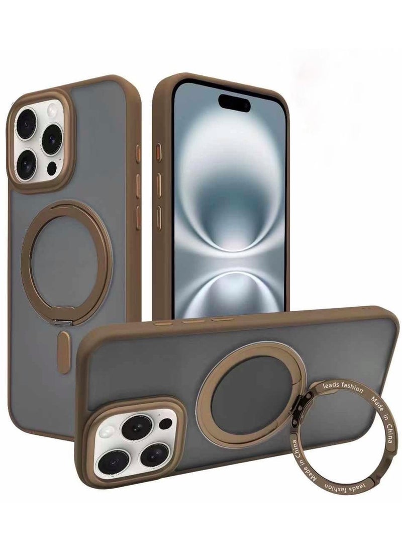 umbrella iPhone 14 Pro Max MagSafe Case with Magnetic Invisible Stand,【Full Shockproof Protection】Matte Back Phone Cover with Magnet Kickstand for Apple 14 Pro Max brouns  - Image 1