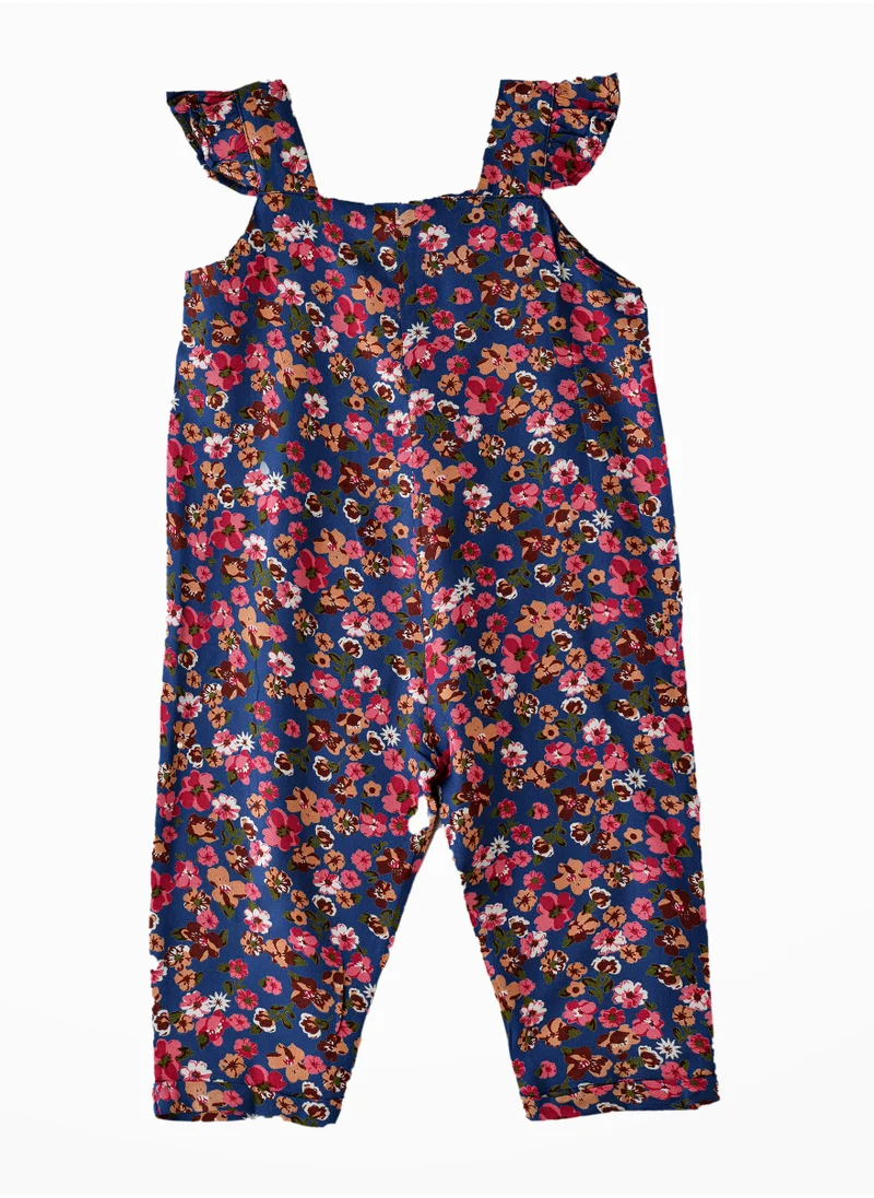 جيلين Girls' Floral Print Overalls