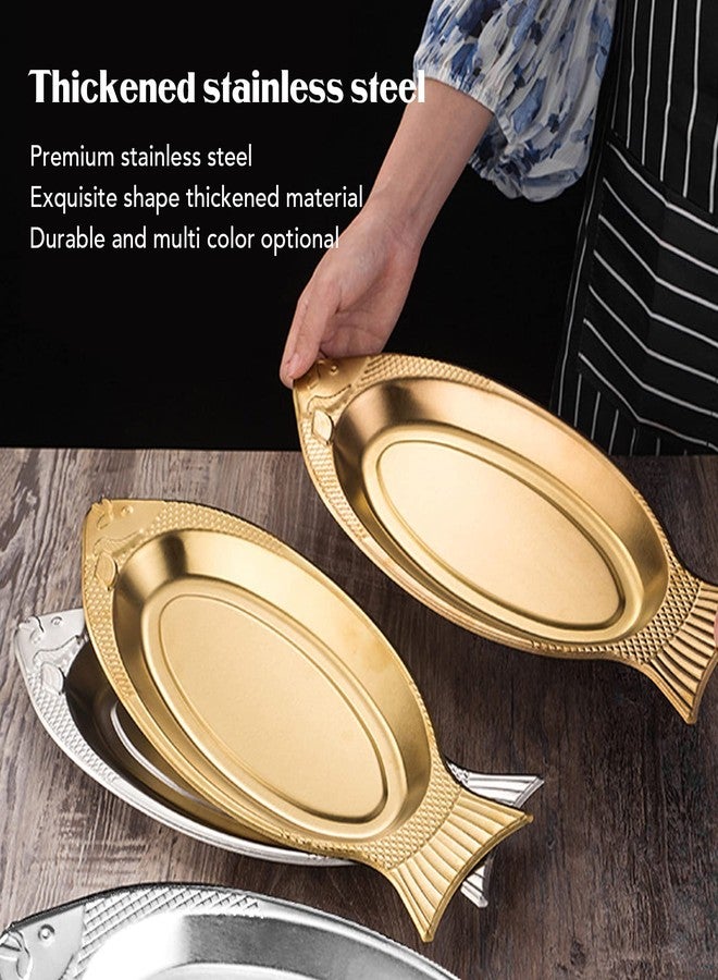 Fdit Serving Platter, Fish Shaped Stainless Steel Extremely Thick Fish Platter Dishes Serving Plate for Birthday Wedding Restaurants Home (M) - Image 5