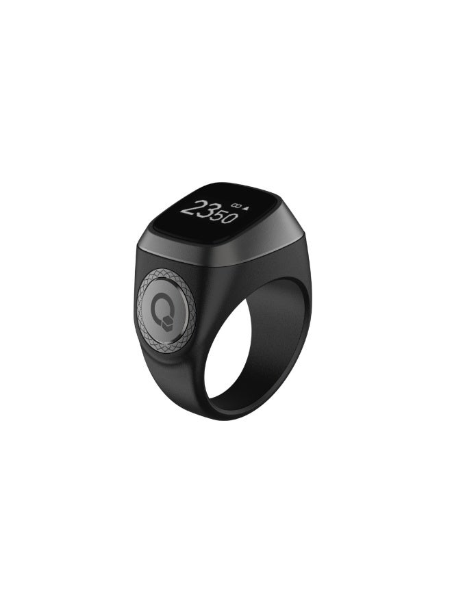 iQIBLA Size 20mm - Black Gray E01 BG20# Bluetooth V5.1, Screen OLED display Tasbih Counter - Smart Ring - Wearable Technology - Waterproof - Max Count 65000 (Display 0.49 inch, Battery 45mAh)