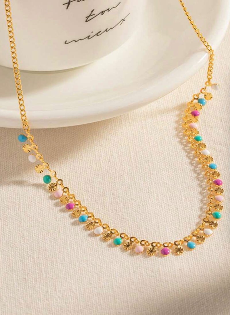 إيكوال سلسال نسائي مصنوع من الاستانلس ستيل مطلي باللون الذهبي عيار 18 - Image 1