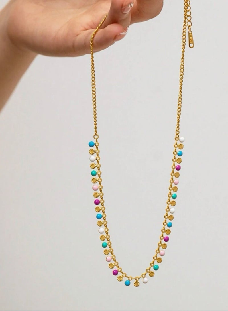 إيكوال سلسال نسائي مصنوع من الاستانلس ستيل مطلي باللون الذهبي عيار 18 - Image 4